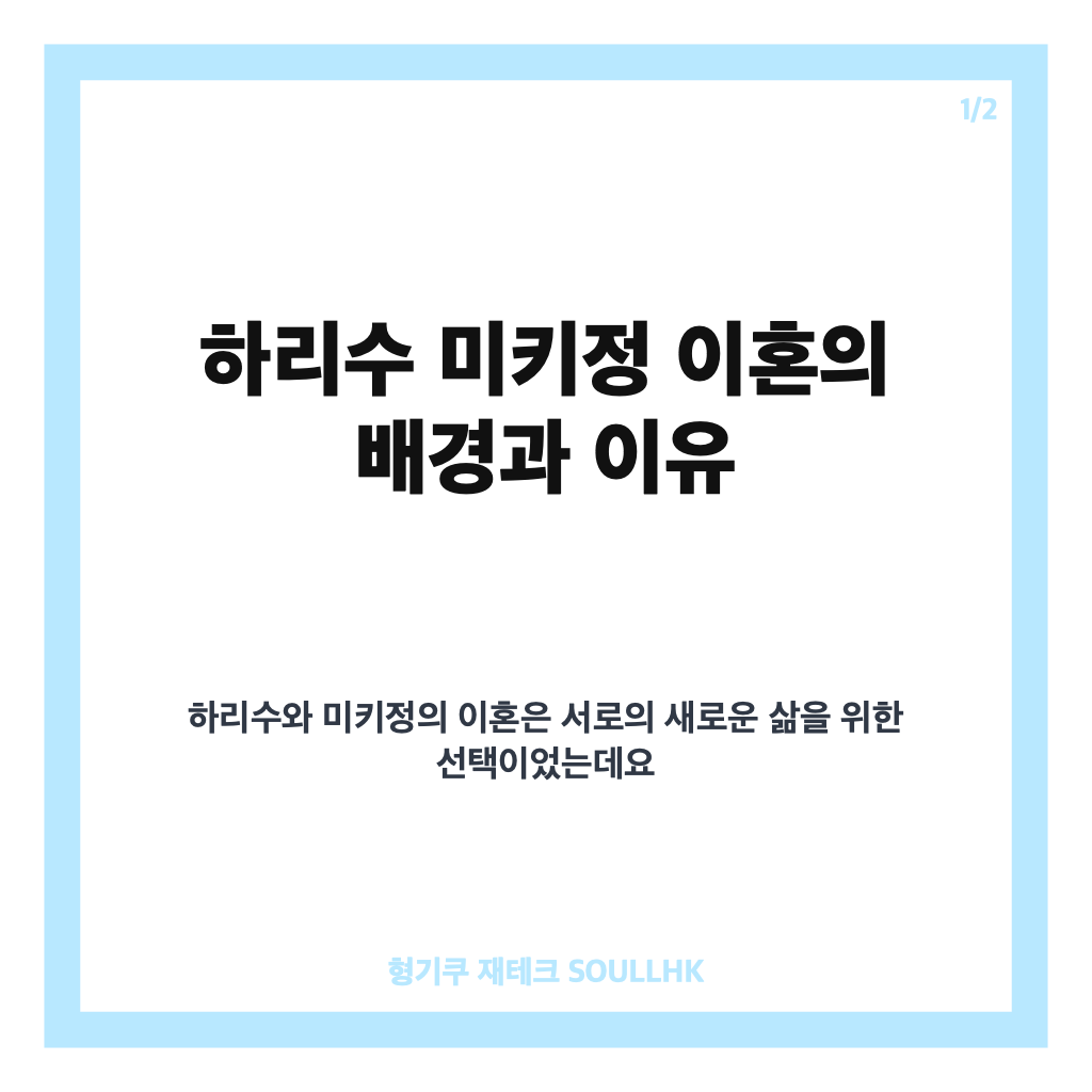 하리수 미키정 이혼 이유와 사실관계 총정리: 사업과 아이 문제로 먼저 결심한 이별 이야기 카드뉴스 1