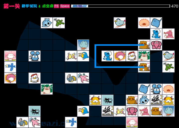 동물연결게임-플레이-같은-그림의-동물을-연결하는-화면