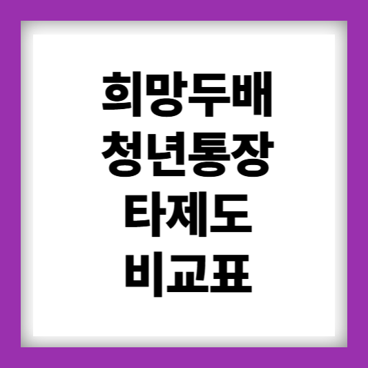 희망두배청년통장타제도비교표