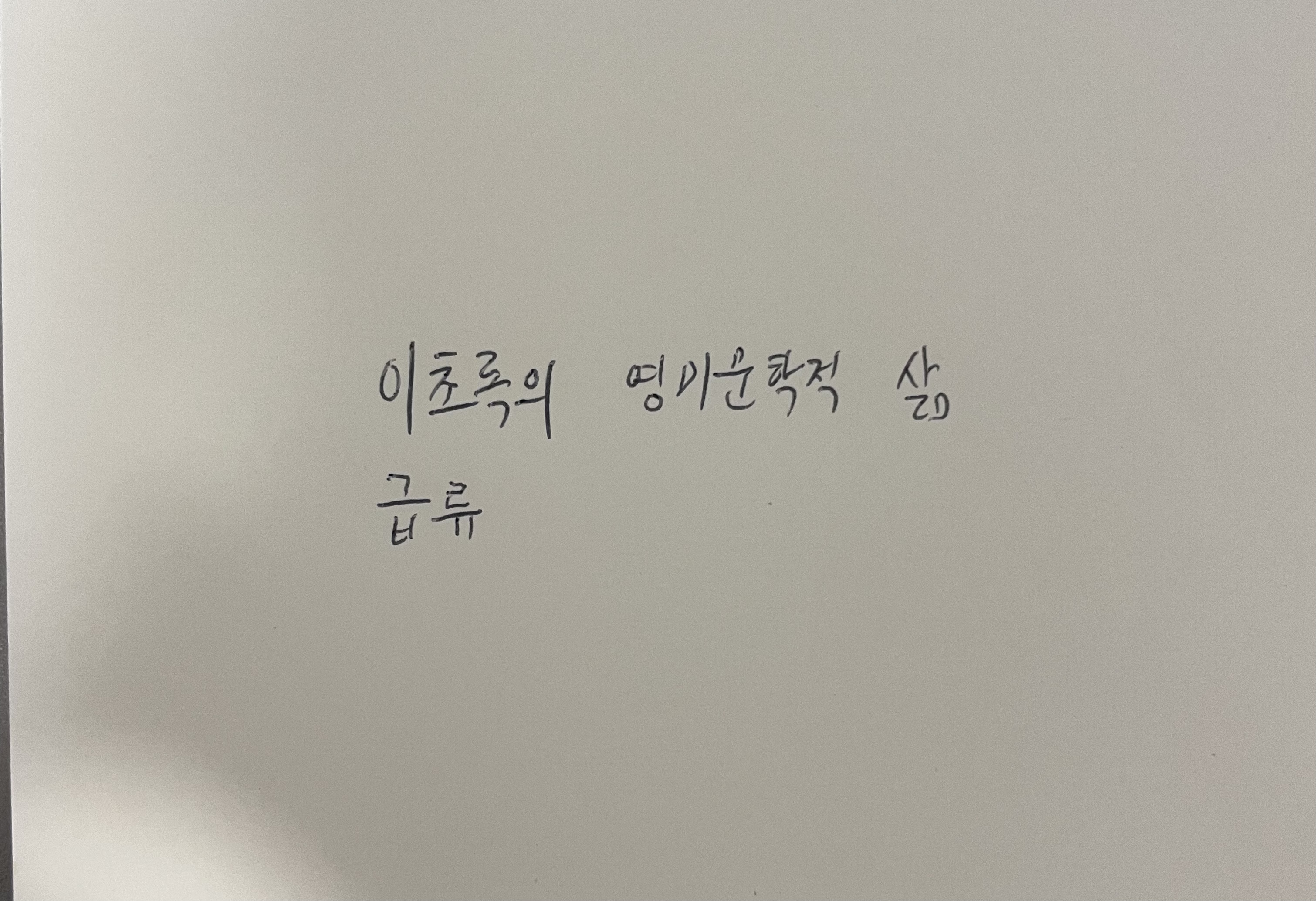 이초록의 영미문학적 삶- 급류 정대건 손글씨