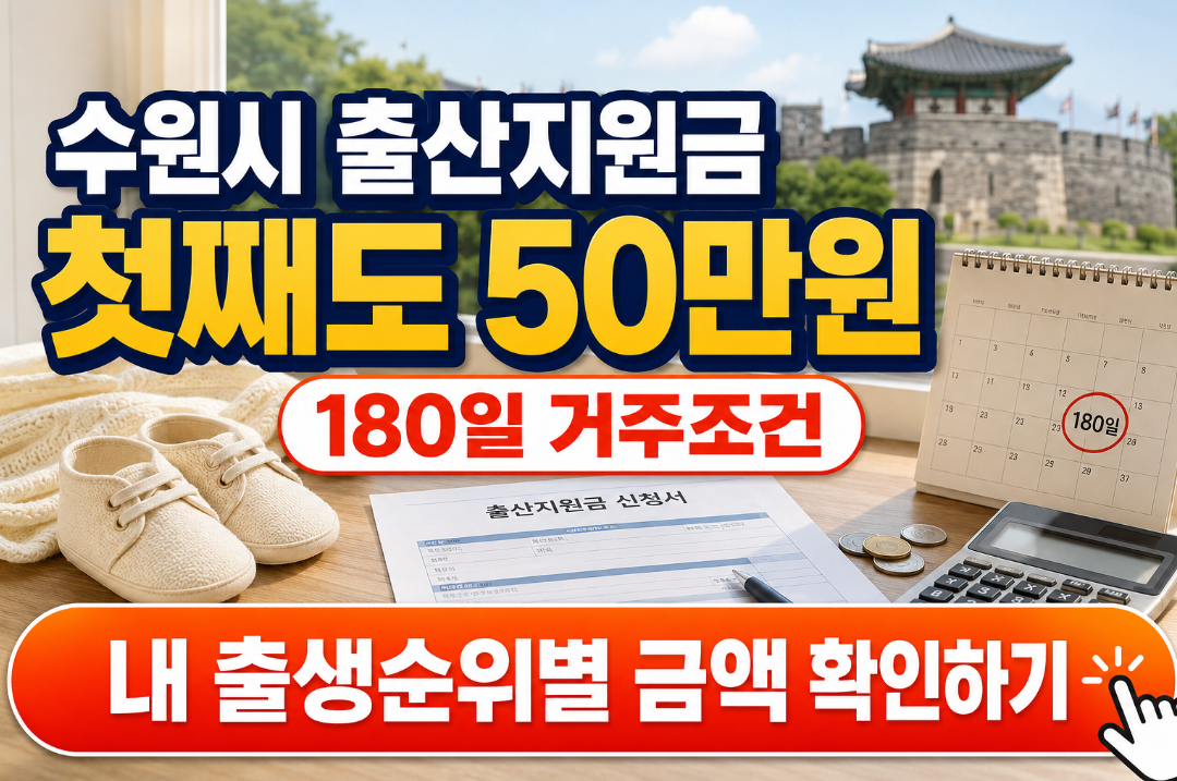 수원시 출산지원금 2026년 첫째도 50만원, 180일 못 채웠다면?