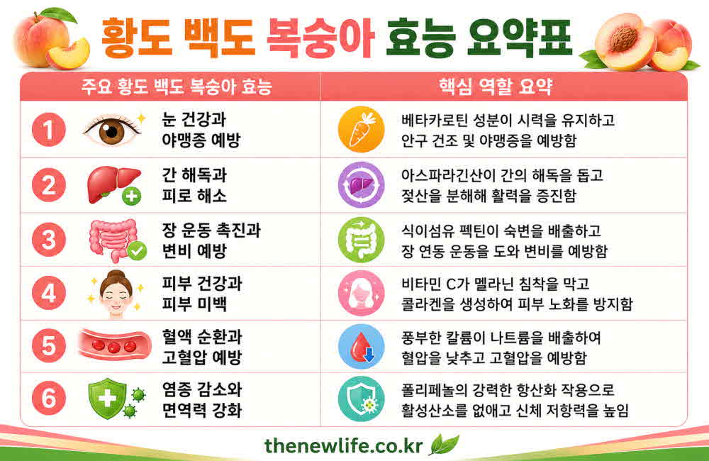황도-백도-복숭아-효능-요약표