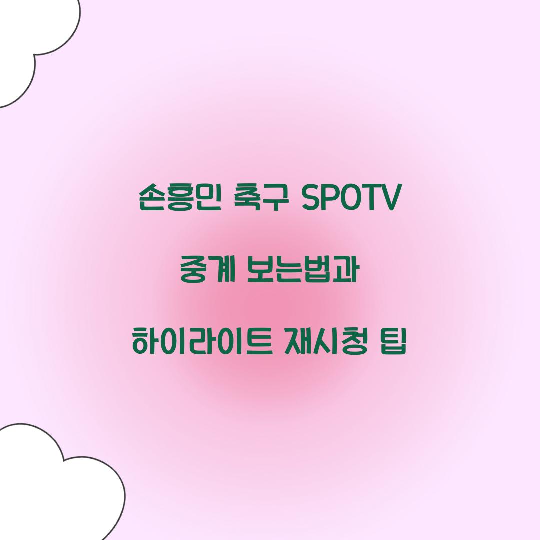 손흥민 축구 SPOTV 중계 보는법