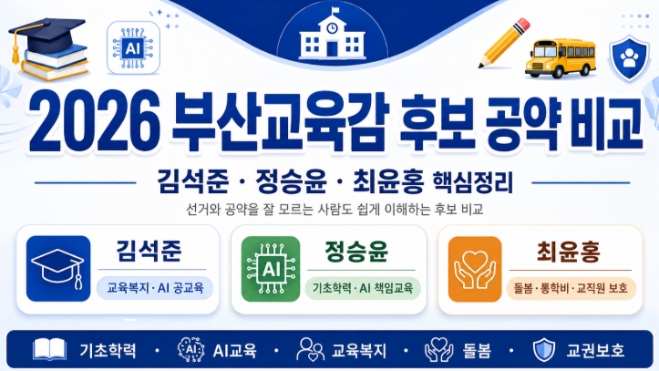 2026 부산교육감 후보 공약 비교 김석준 정승윤 최윤홍 핵심정리