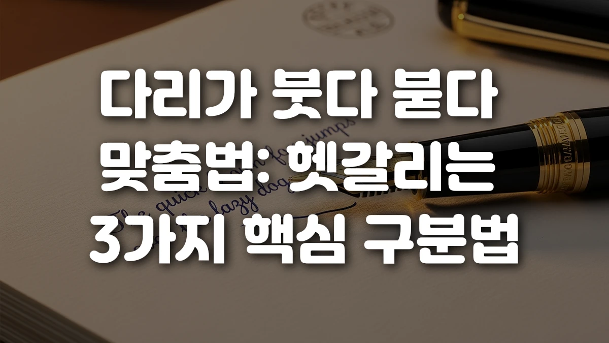 다리가 붓다 붇다 맞춤법 헷갈리는 3가지 핵심 구분법
