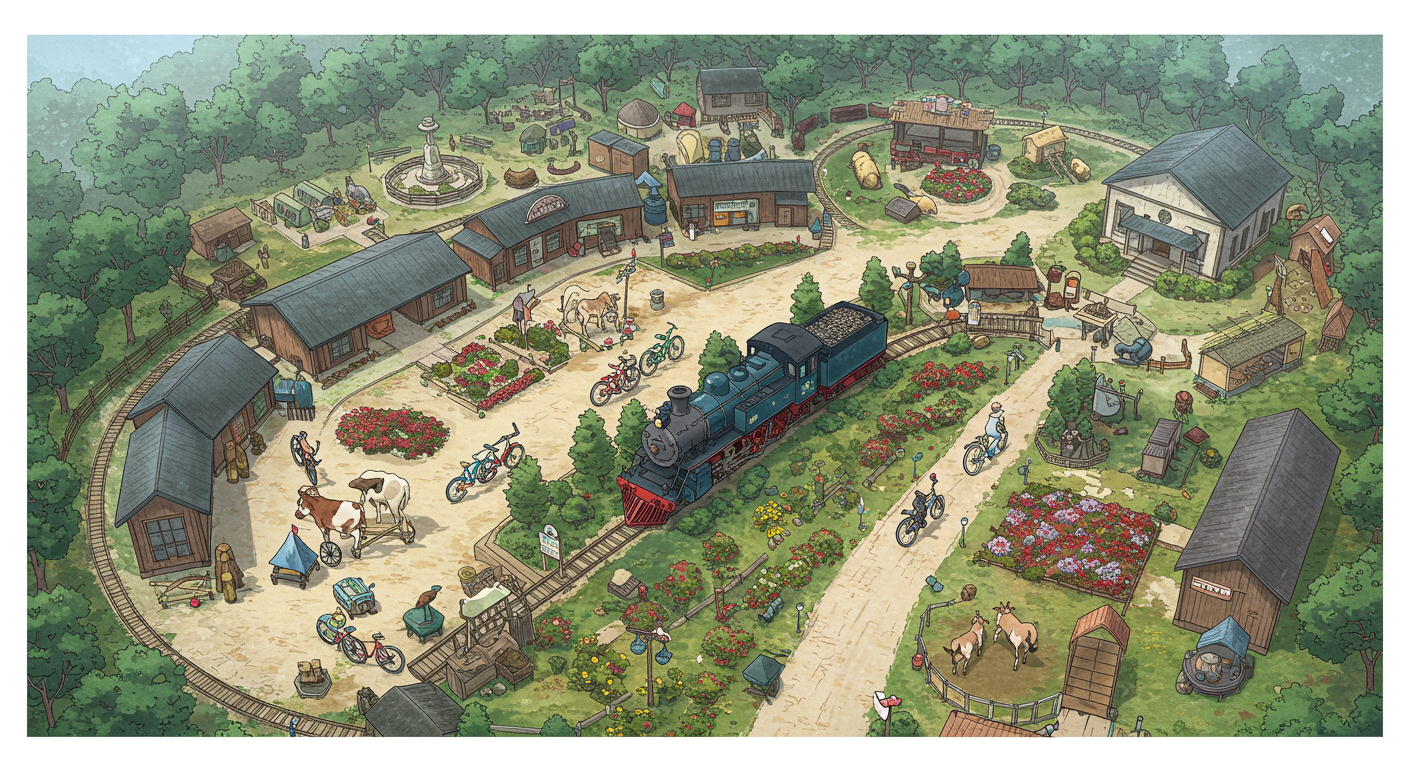 곡성 기차마을의 주요 시설을 한눈에 본 전경