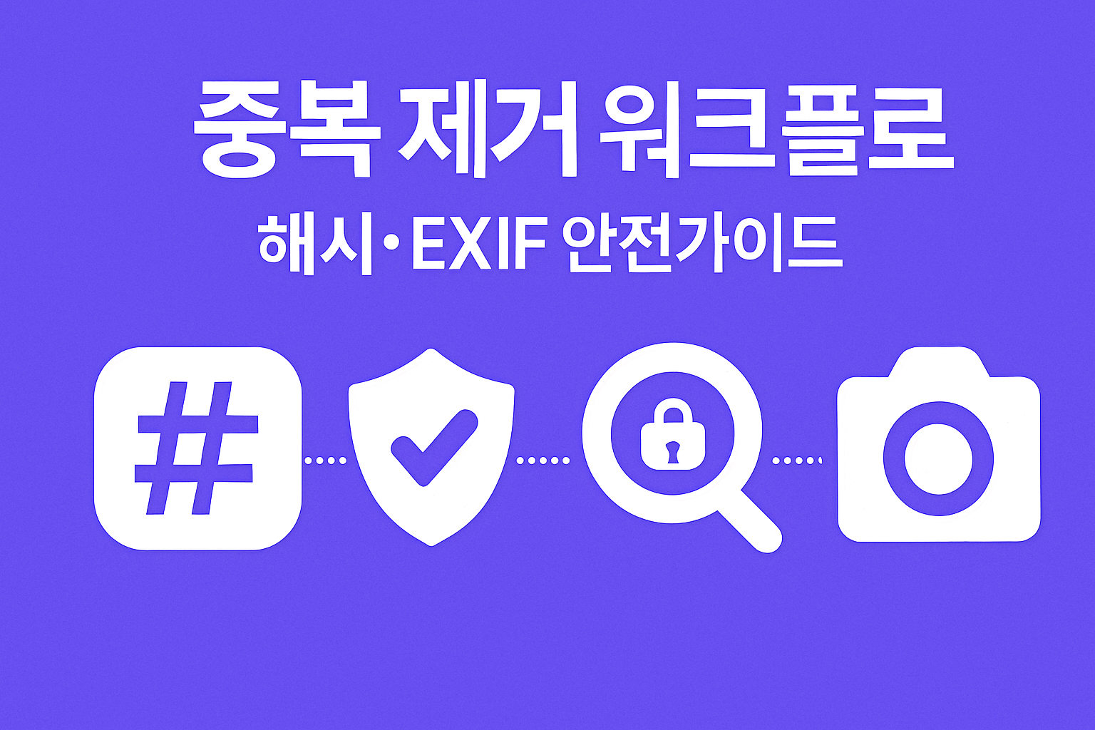 해시&middot;pHash&middot;EXIF를 조합한 중복 제거 워크플로 다이어그램