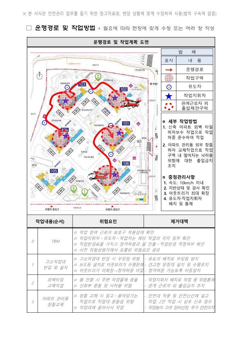 차량형 고소작업대 작업계획서 작성 사항7