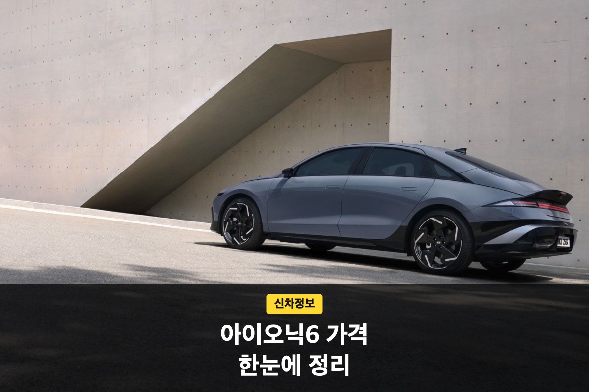 콘크리트 벽 앞에 선 회색 아이오닉 6 뒷 측면