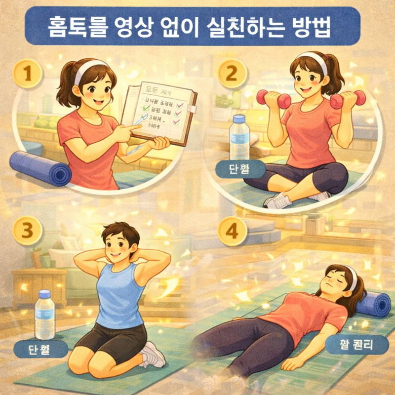 홈트를 영상 없이 실천하는 방법과 루틴 정리 노하우