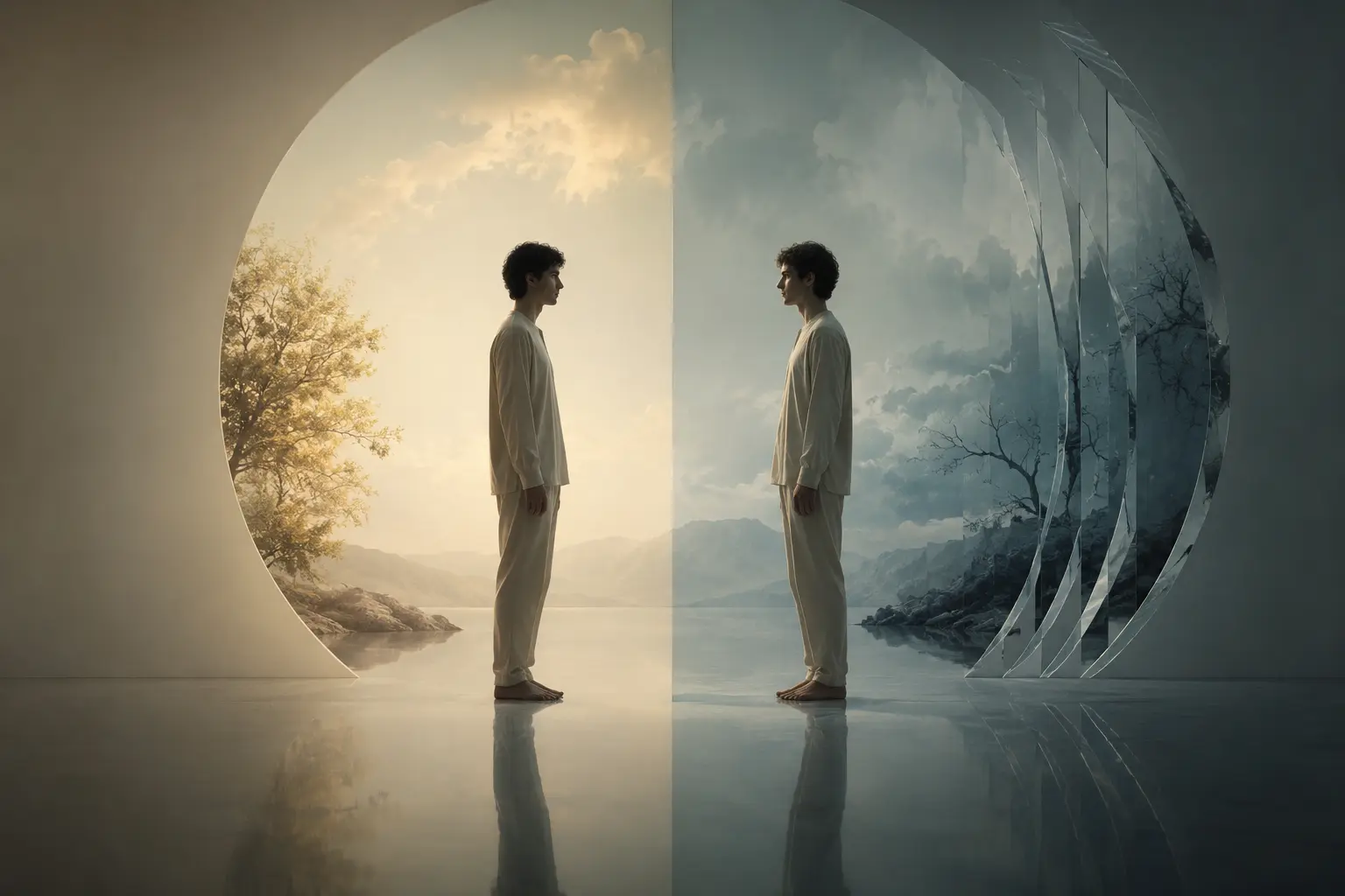 Two identical individuals questioning which one is original