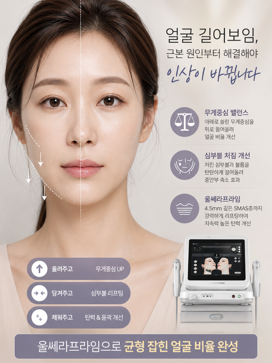 울쎄라프라임으로 개선된 얼굴 비율