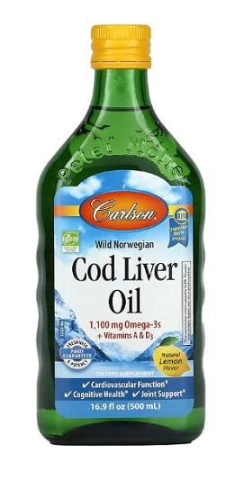 노르웨이산 야생 대구 간유, 천연 레몬 맛, 500ml