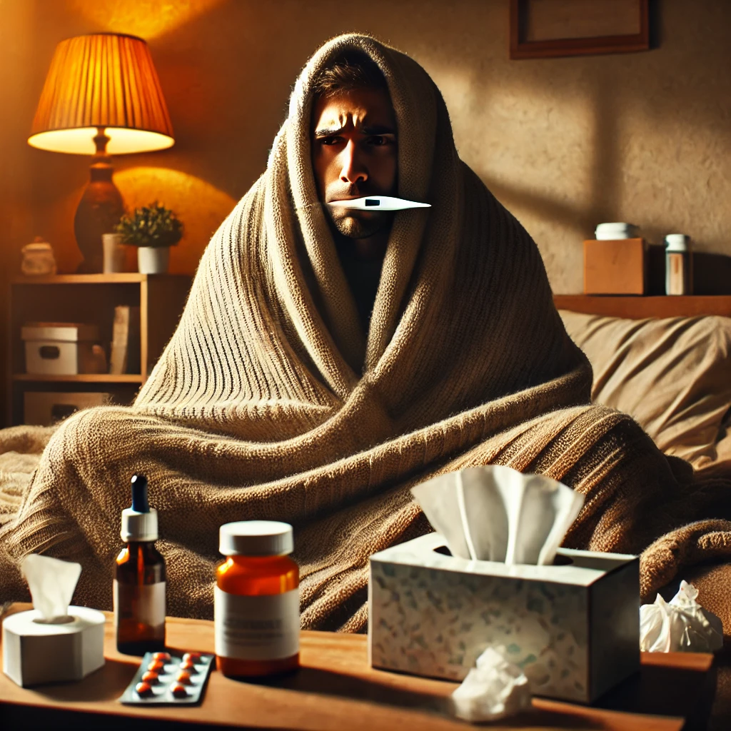 환절기 감기 걸린 사람