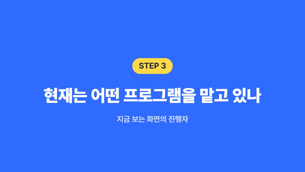 현재는 어떤 프로그램을 맡고 있나 &mdash; 지금 보는 화면의 진행자