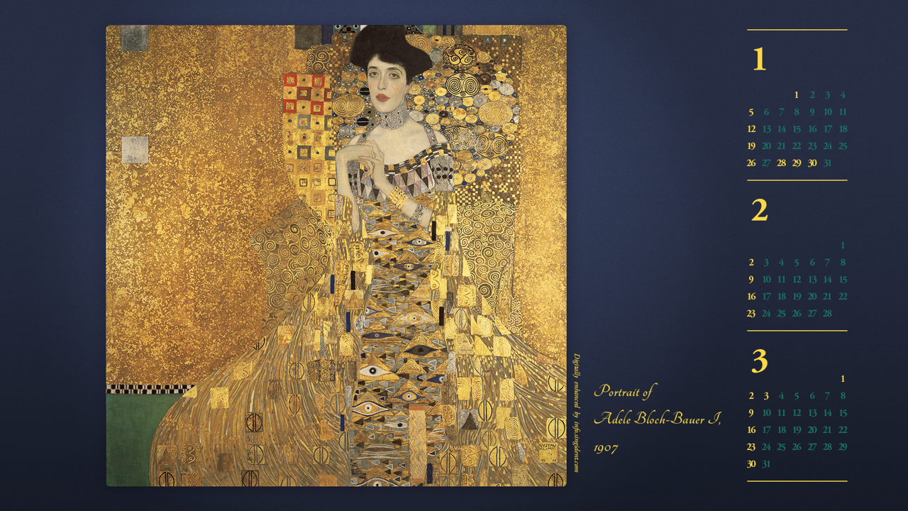10 아델르 블로흐 바우어의 초상 I 문양 B - 2025년2월 노트북배경화면