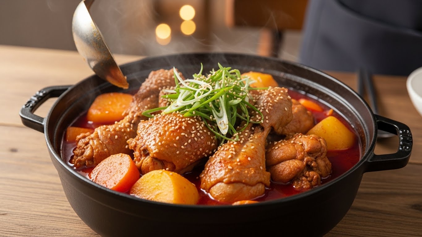 집에서 완성한 매콤한 닭볶음탕 한 냄비