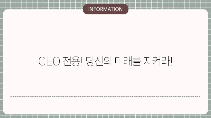 경영인 정기보험 CEO를 위한 맞춤 보장 🧑💼