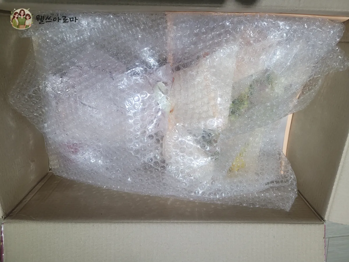 온라인주문-생화꽃다발-배송상태-박스내부뽁뽁이