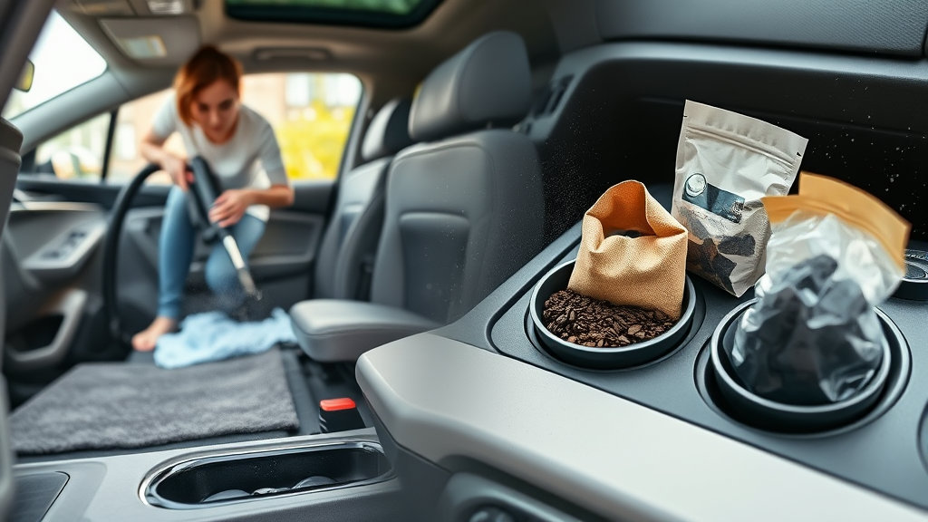 자동차 내부 청소 또는 천연 탈취제 활용 모습