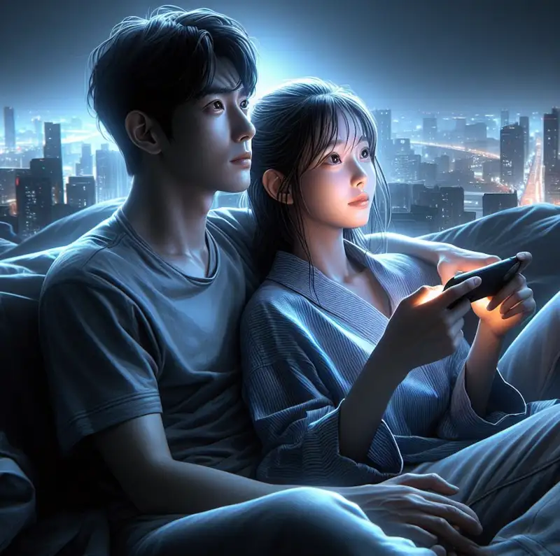 커플이-함께-드라마를-시청하는-모습