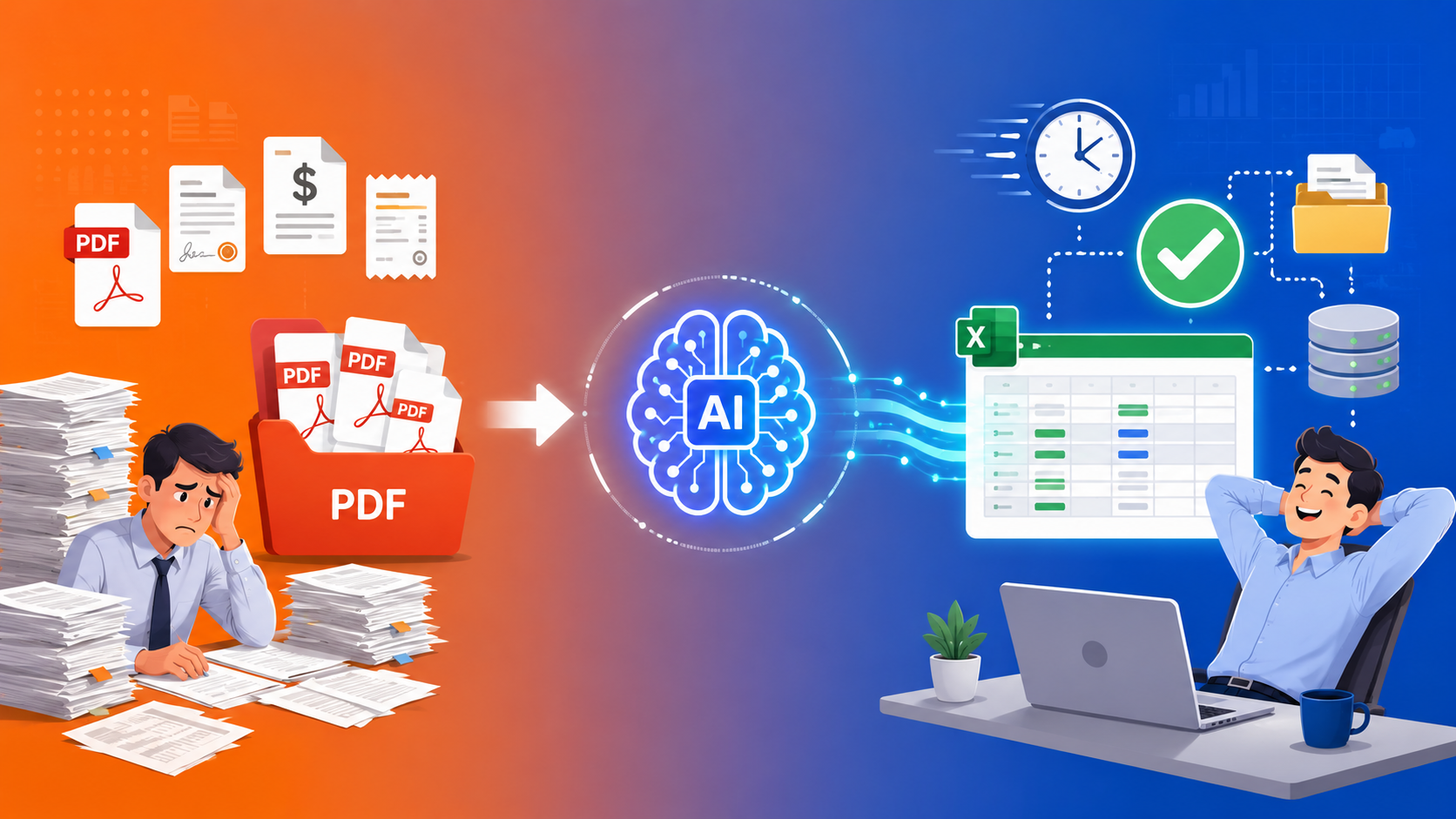 PDF 문서 AI 자동화 데이터 추출 개념 이미지