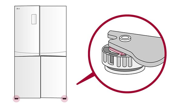 높이 조절 나사가 없는 모델의 수평 맞추기