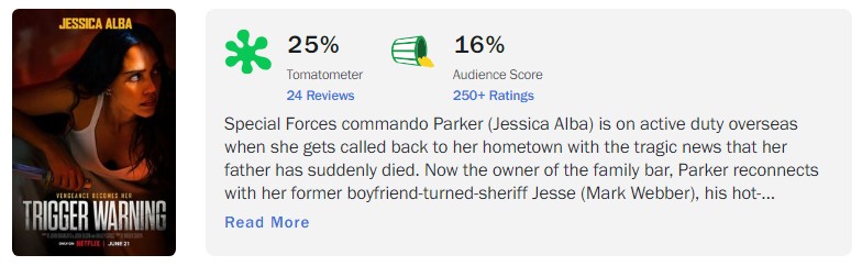 로튼 토마토에서도 평론가 평가가 25%, 관객 지수가 16%로 낮은 평가를 받고 있다