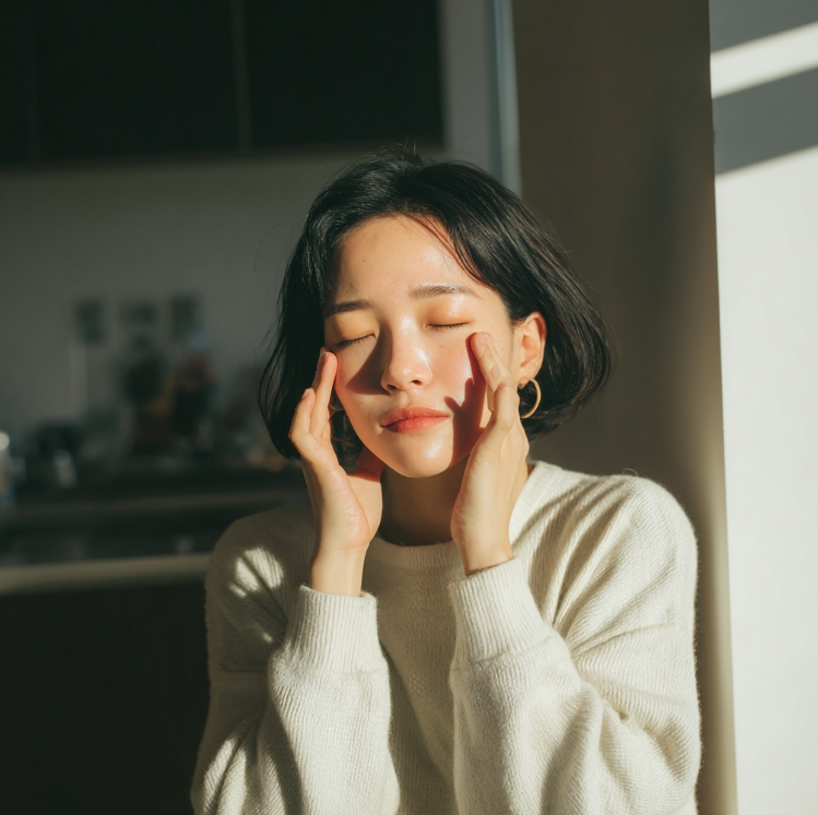 눈이 피곤해 마사지 중인 여성