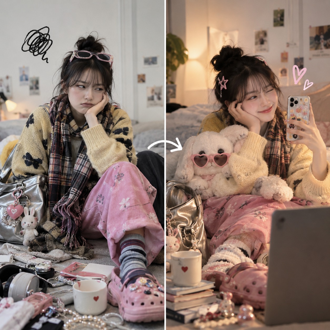 촌스럽지만 묘하게 끌리는 분위기를 대비해 표현한 길티밤티 대표 이미지