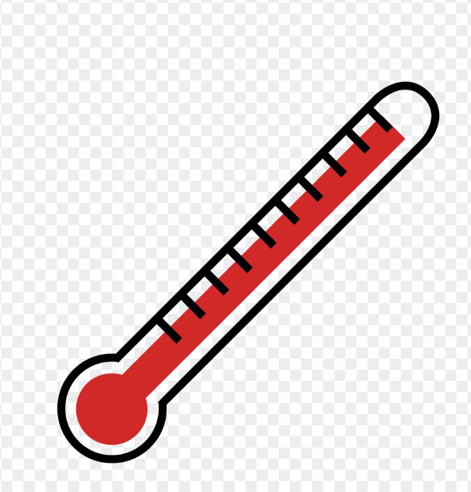 높은 온도가 찍힌 온도계 사진