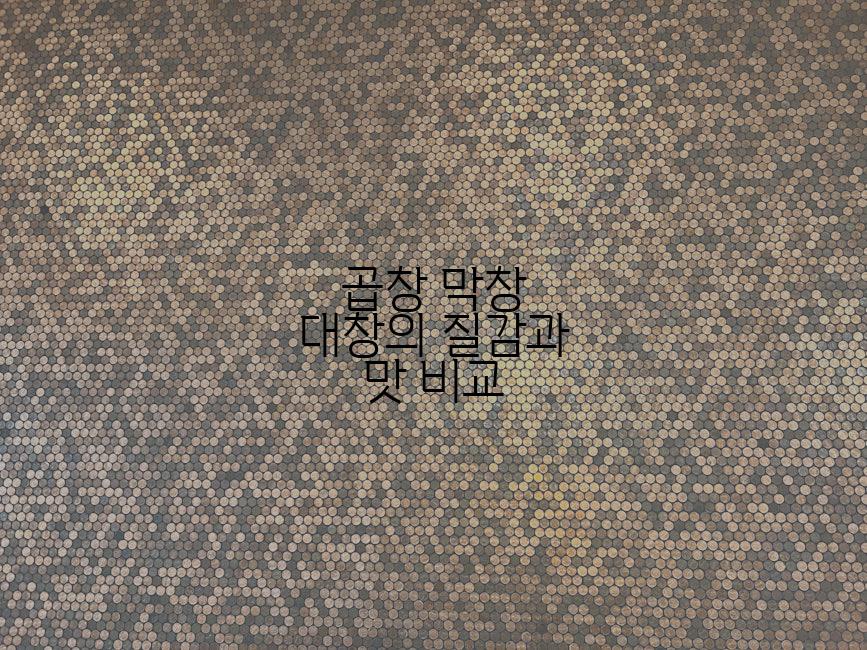 곱창 막창 대창의 질감과 맛 비교