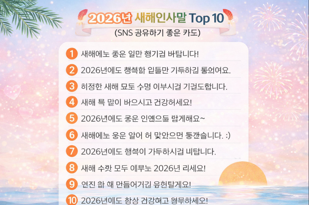 2026년 새해인사말 Top 10, SNS 카드로 완벽 준비
