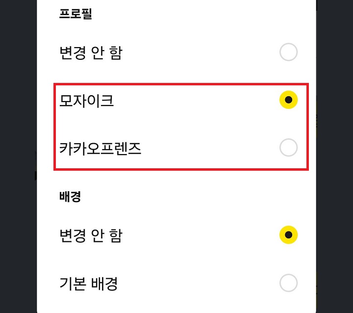 캡처 옵션 창 보임