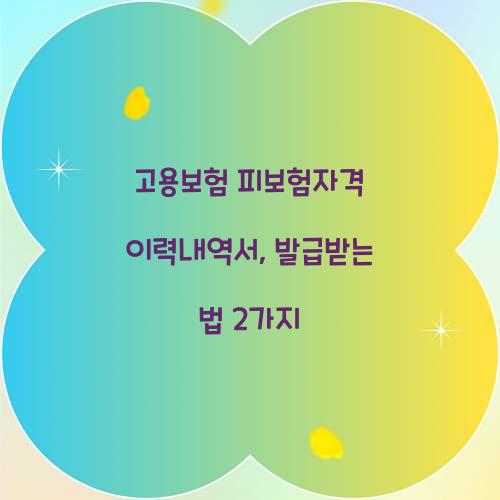 고용보험 피보험자격 이력내역서