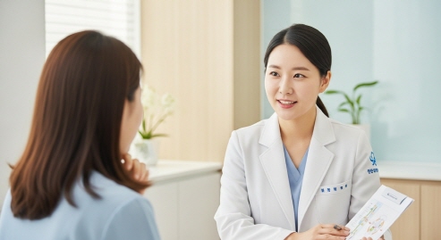 치료 후 생활 관리에 대해 설명하는 의사