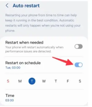 자동 재시작을 활성화하여 갤럭시 S24 최고의 상태를 유지합니다