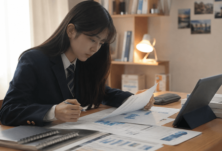 수신전략 세우는 여학생