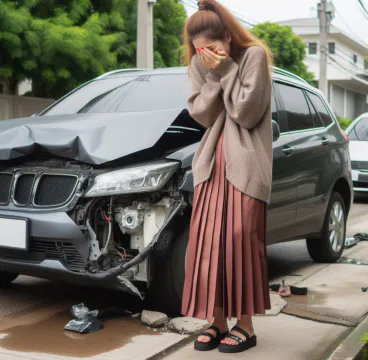 자동차 사고로 파손된 차량 수리 필요한 상태