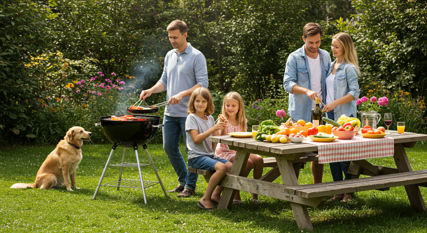 행복한 가족이 함께 요리하는 모습