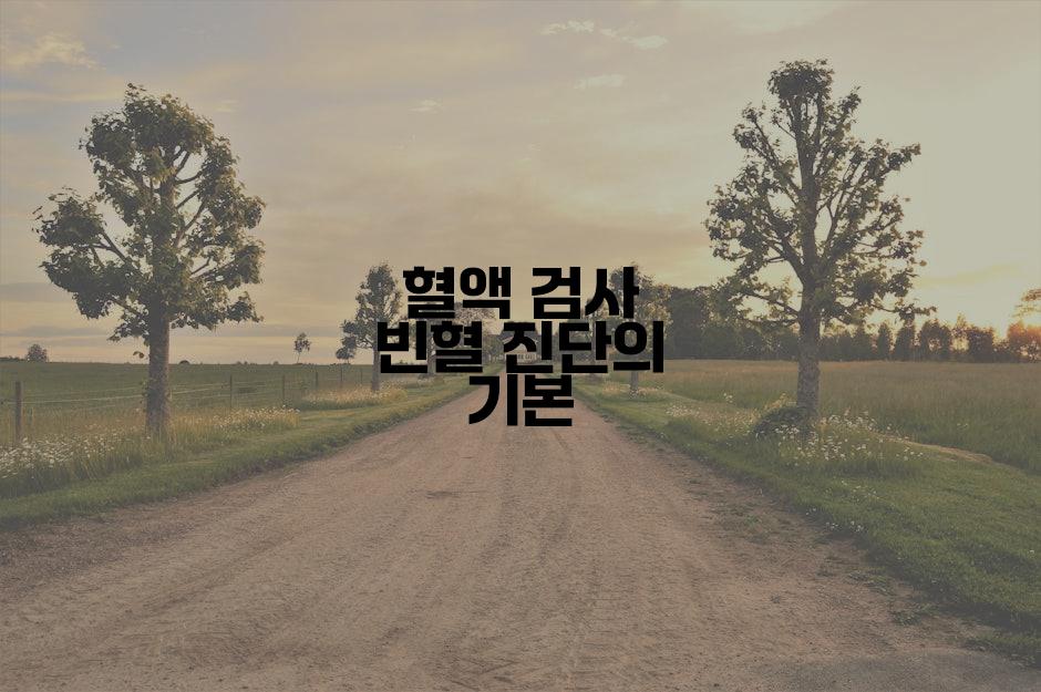 혈액 검사 빈혈 진단의 기본