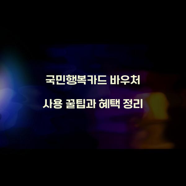 국민행복카드 바우처 사용
