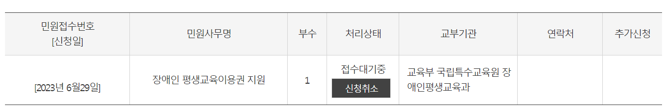 장애인 평생교육이용권 지원 신청 접수