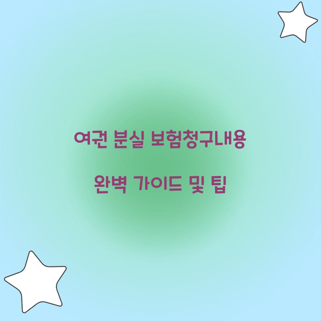 여권 분실 보험청구내용