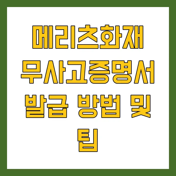 메리츠화재 무사고증명서 발급 방법 및 팁