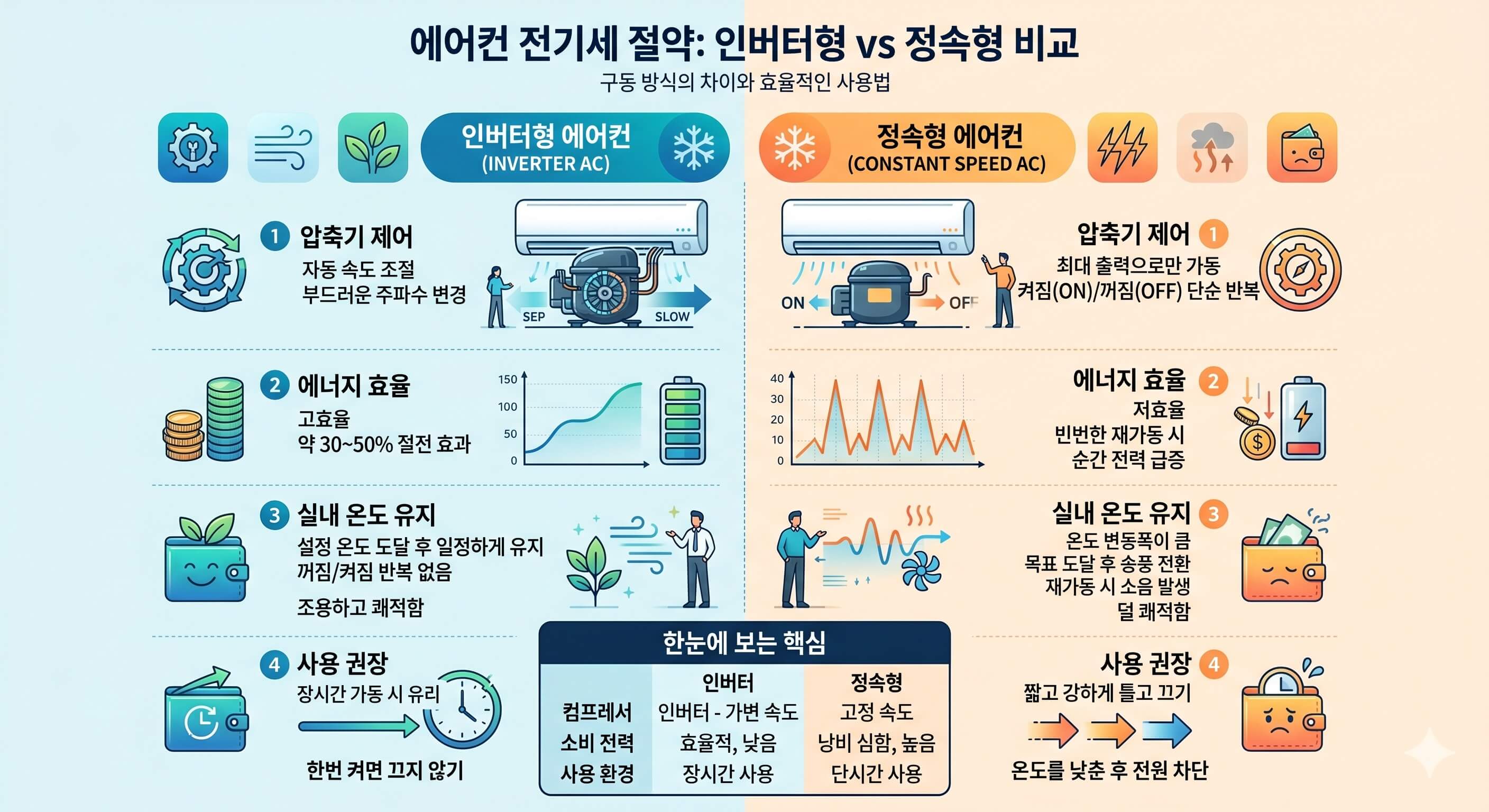 인버터형 정속형 차이