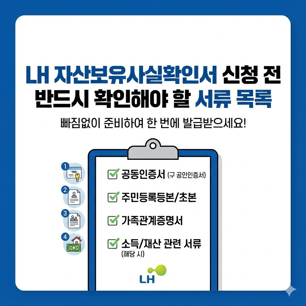 LH 자산보유사실확인서 신청 전 반드시 확인해야 할 서류 목록 확인