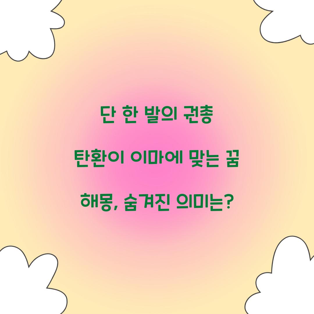 단 한 발의 권총 탄환이 이마에 맞는 꿈 풀이 해몽 해석