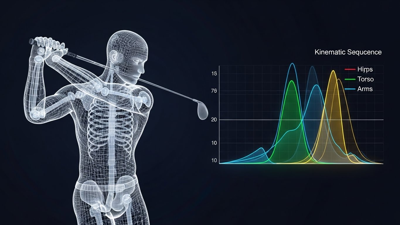골프 스윙 키네틱 시퀀스 그래프 골반 흉추 팔 클럽의 순차적 가속과 감속 원리 분석