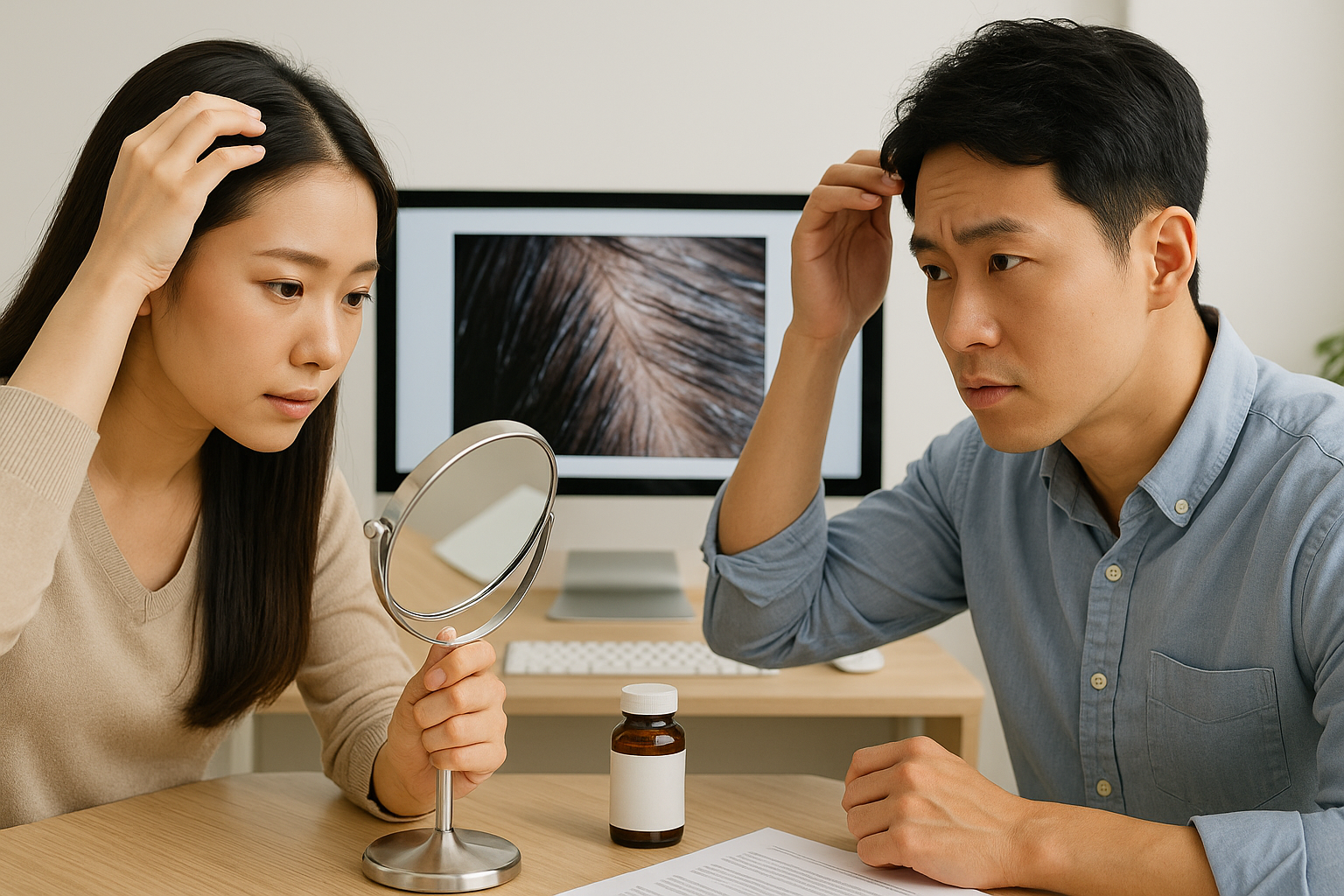 두피 상태 확인